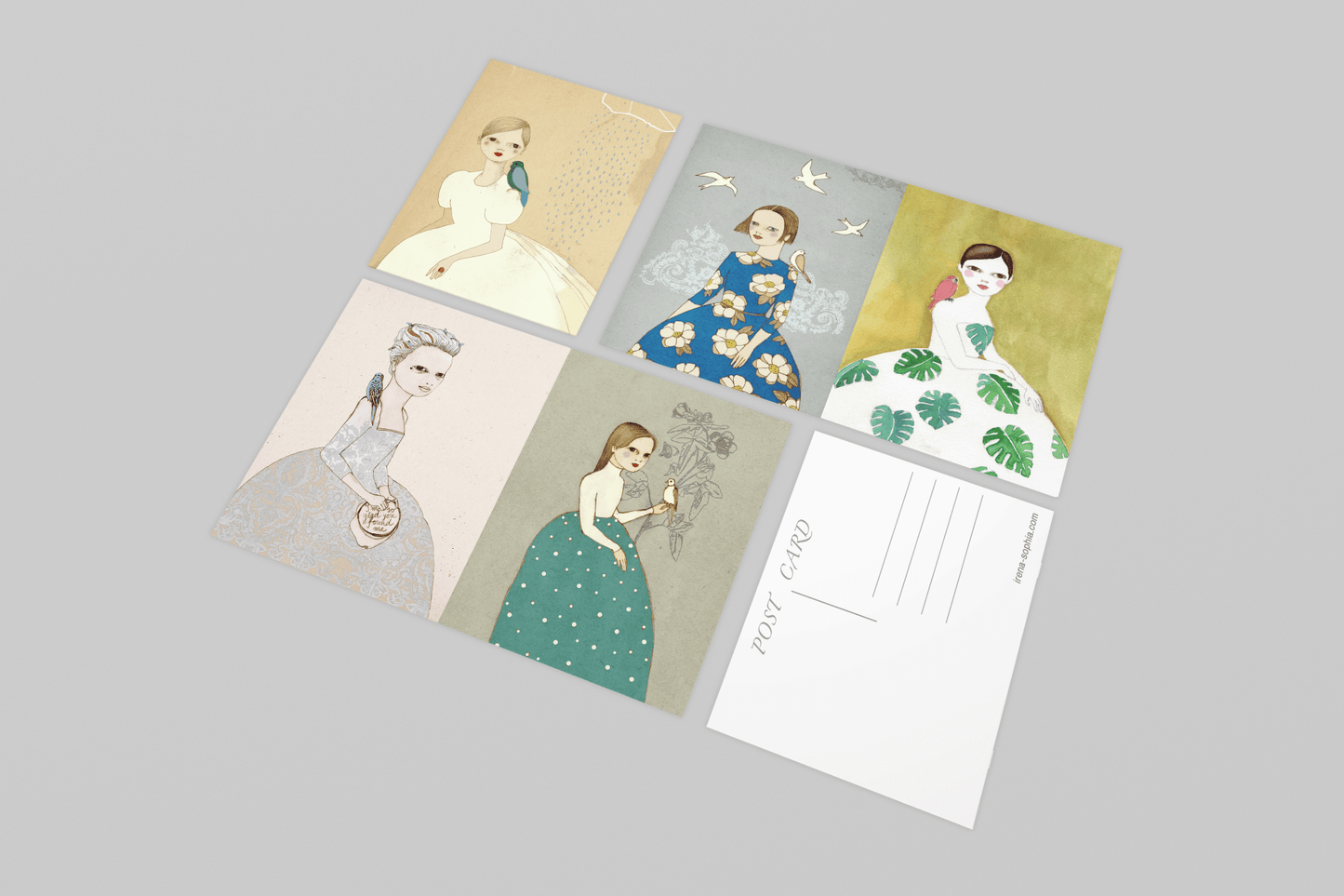 Bird Girls - Set of 5 Postcards