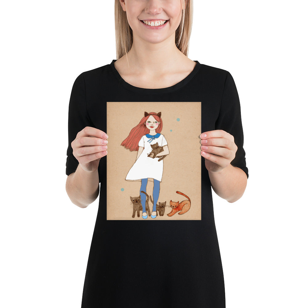 Red Cat Girl Poster