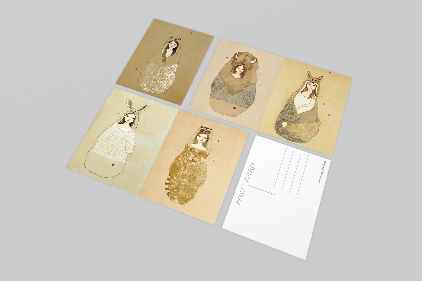 Spirit Animals - Set of 5 Nature Postcards