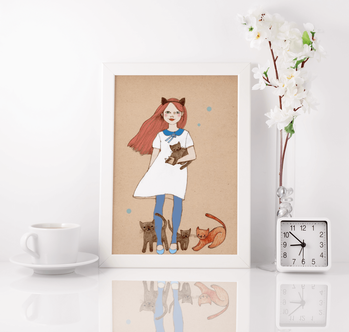 Red Cat Girl Poster