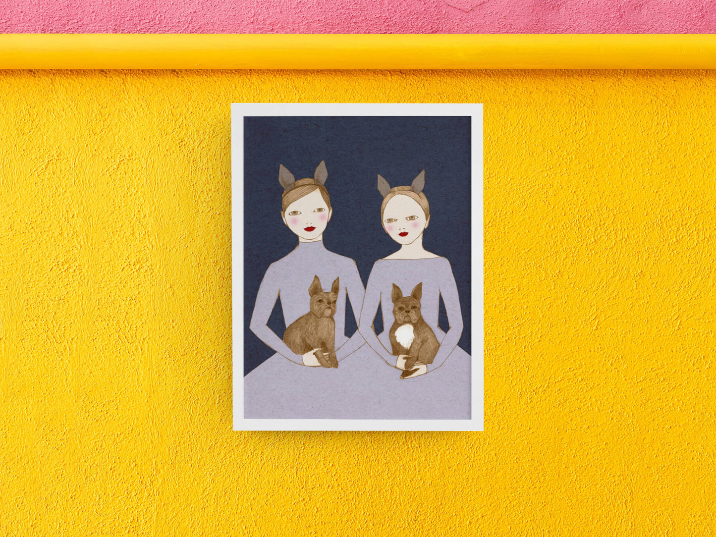 French Bulldog Twins Poster