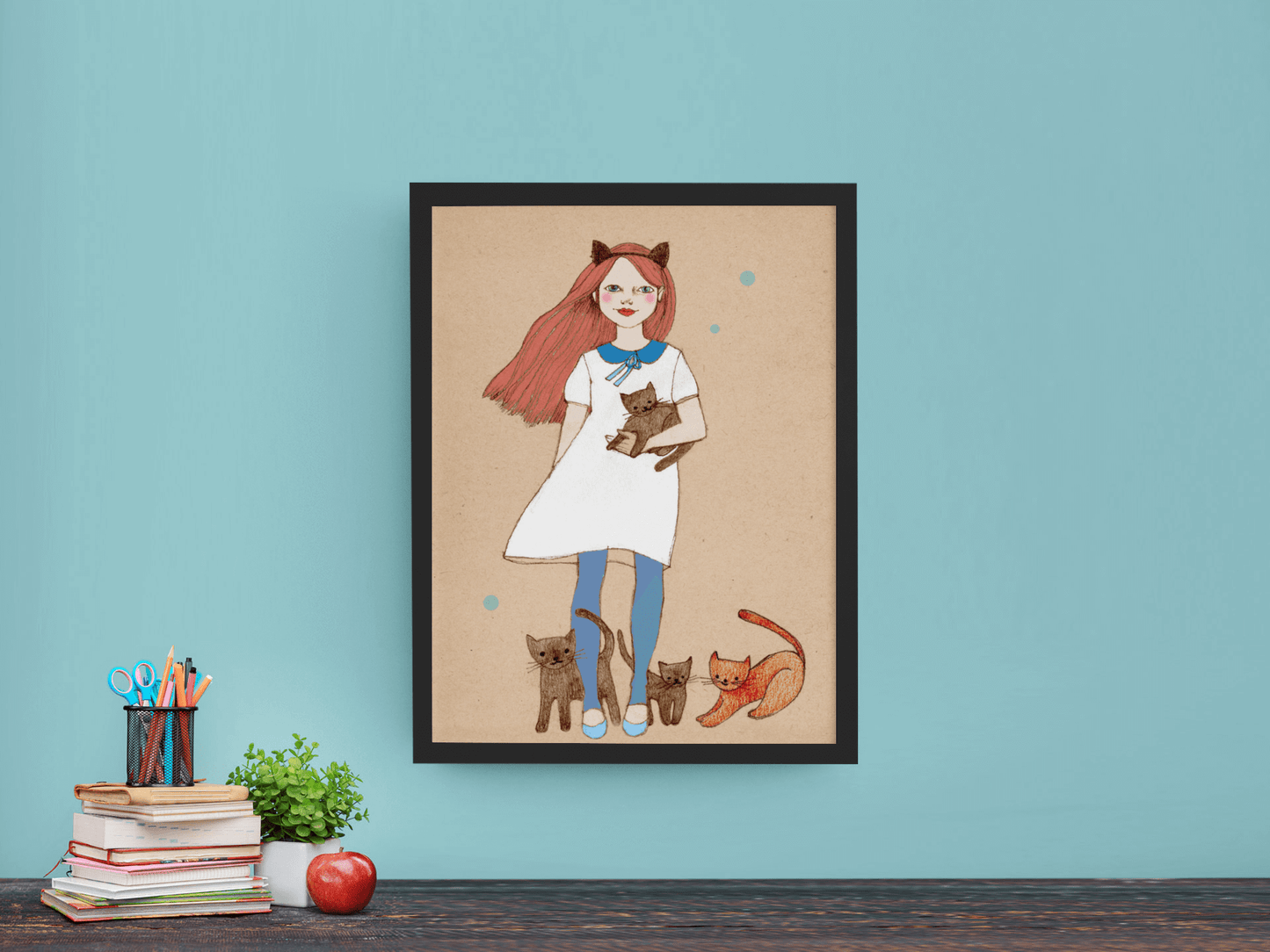 Red Cat Girl Poster