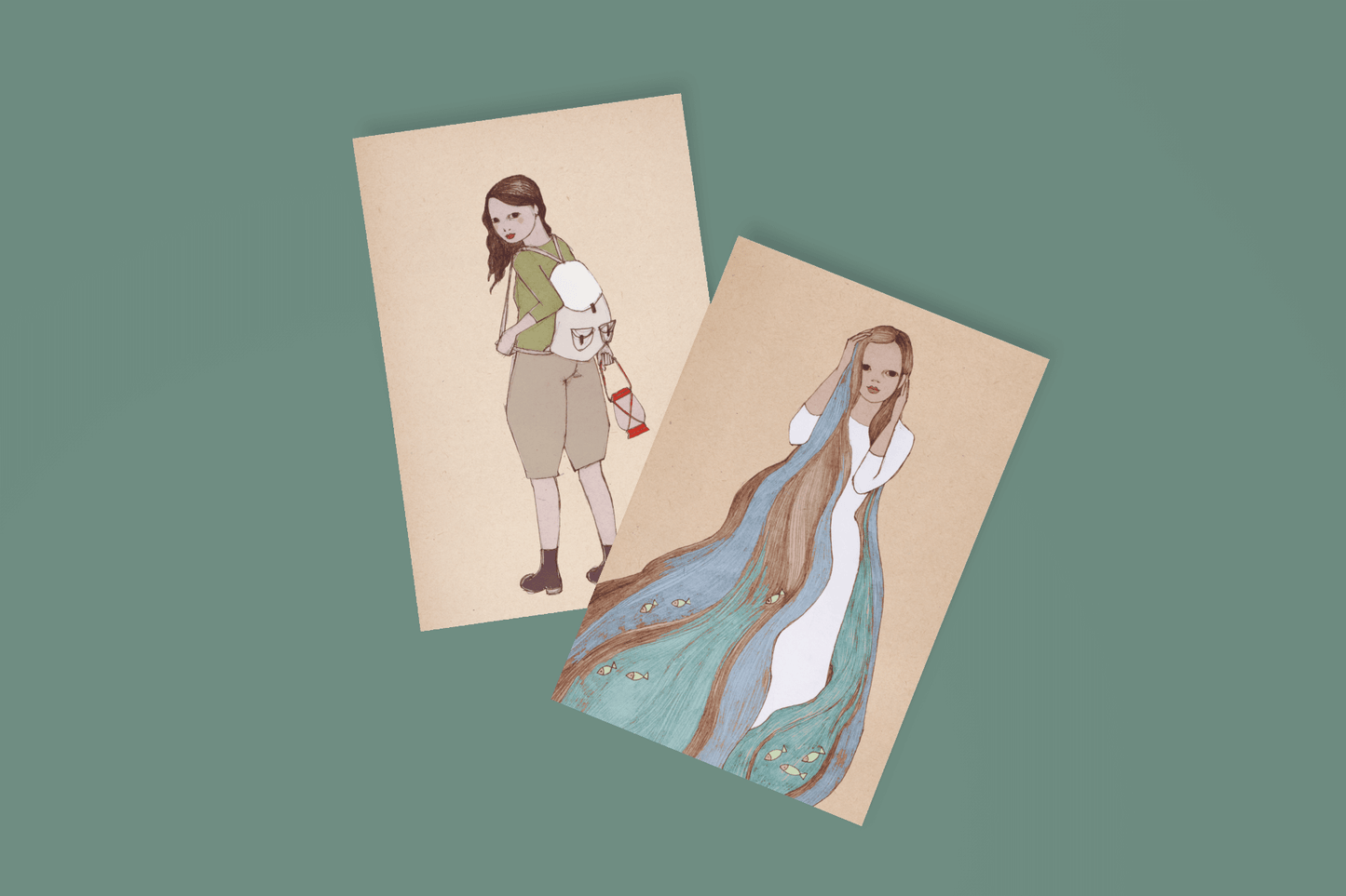 Blue Girls - Set of 5 Postcards