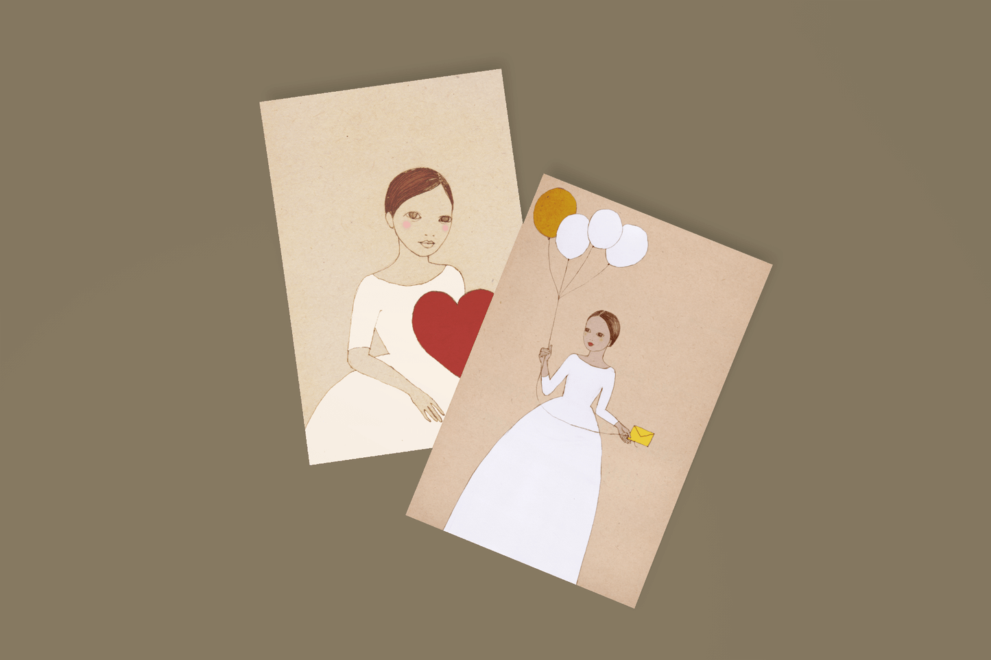 Heart Girls - Set of 5 Postcards