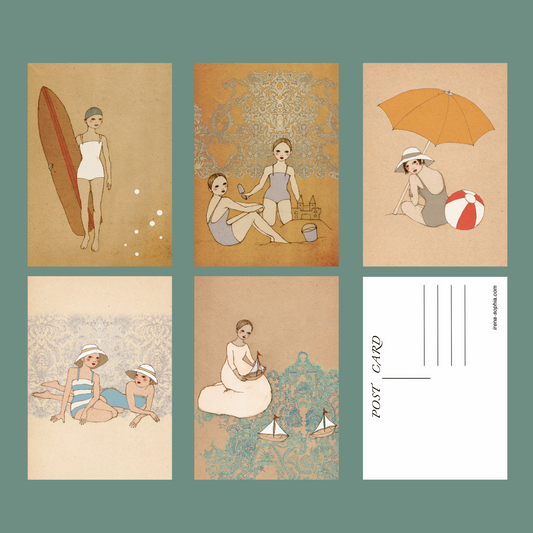 Beach Girls - Set of 5 Postcards