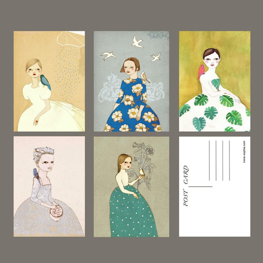 Bird Girls - Set of 5 Postcards