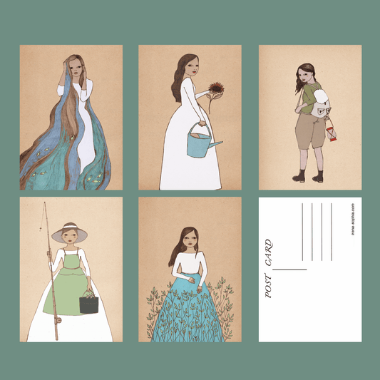 Blue Girls - Set of 5 Postcards