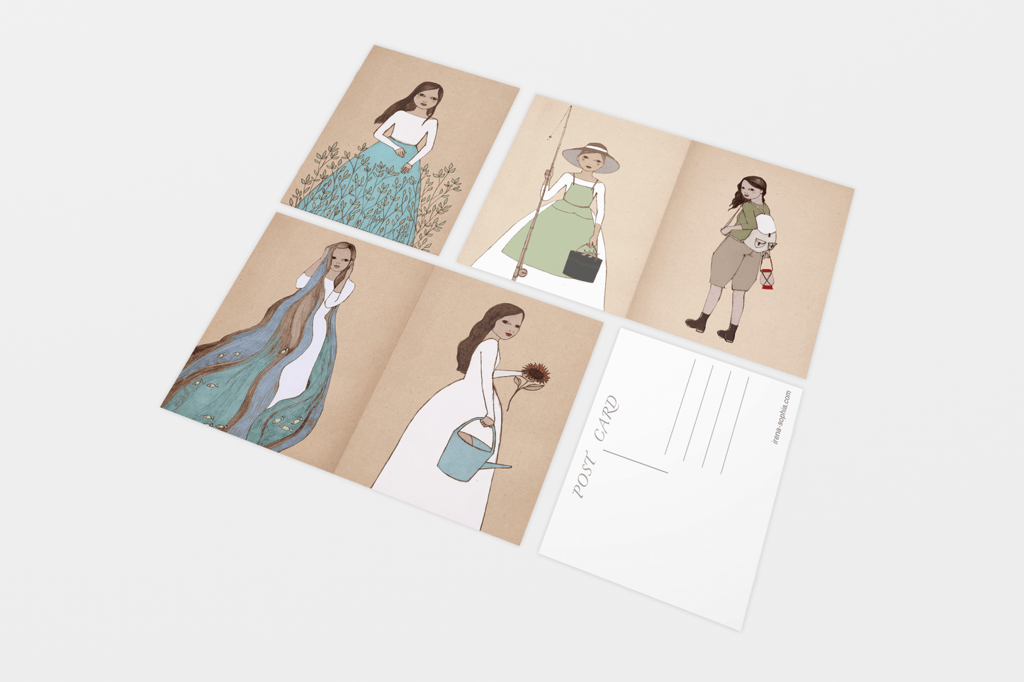 Blue Girls - Set of 5 Postcards