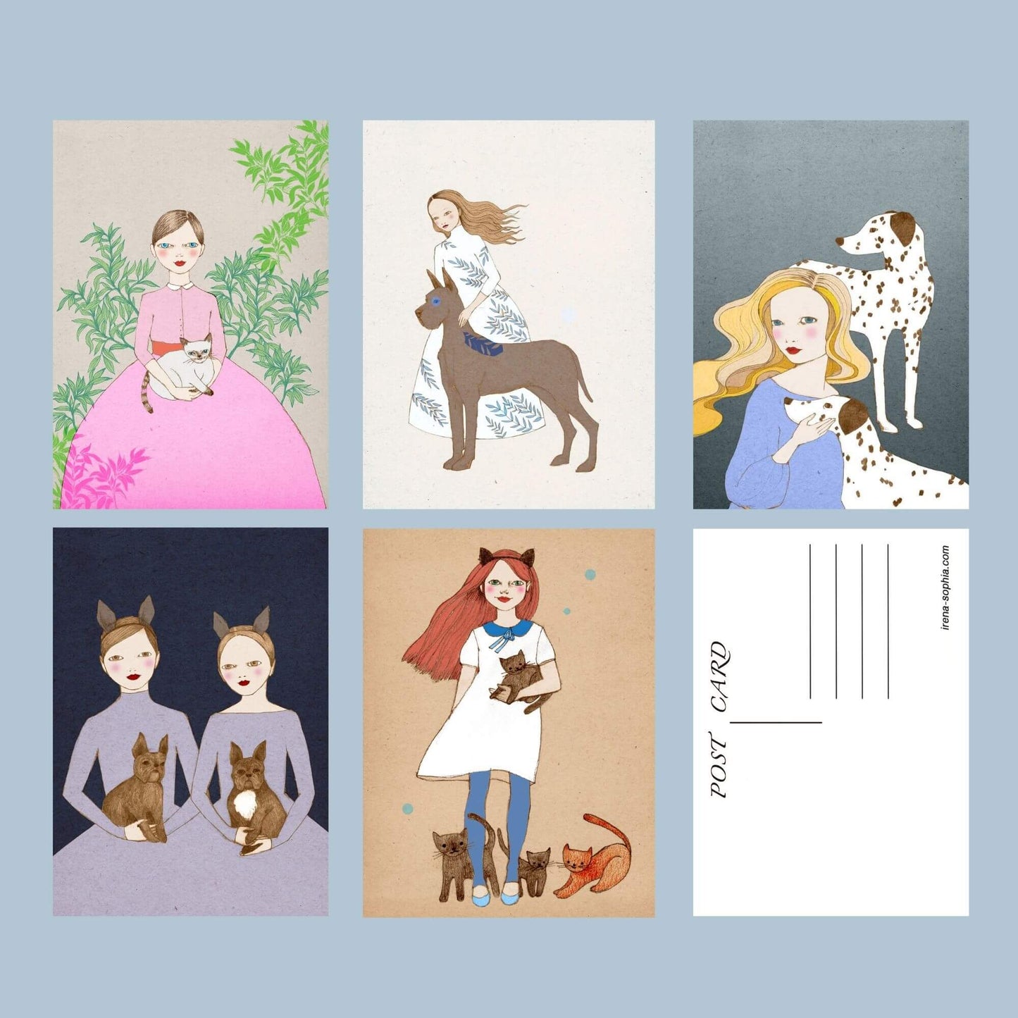 Faithful Friends - Set of 5 Pet Postcards