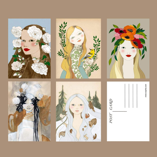 Forest Songs - Set of 5 Floral Postcards