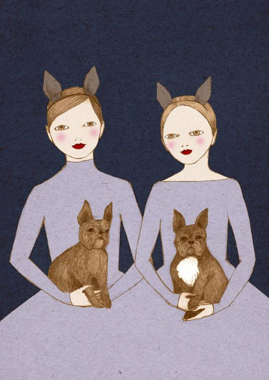 French Bulldog Twins Poster
