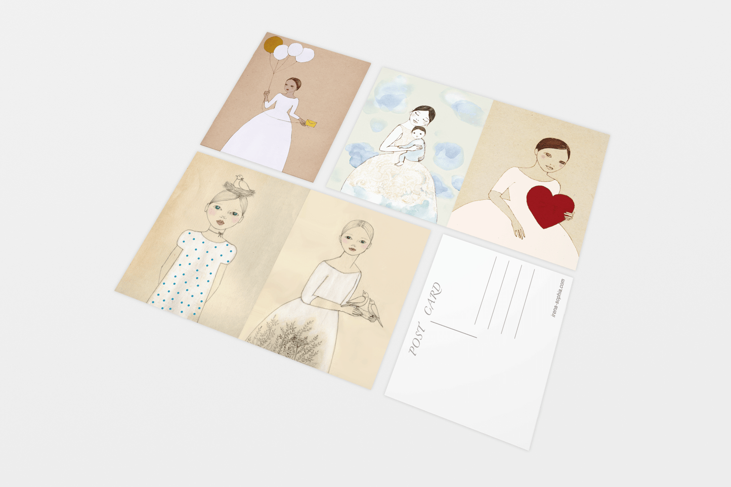 Heart Girls - Set of 5 Postcards