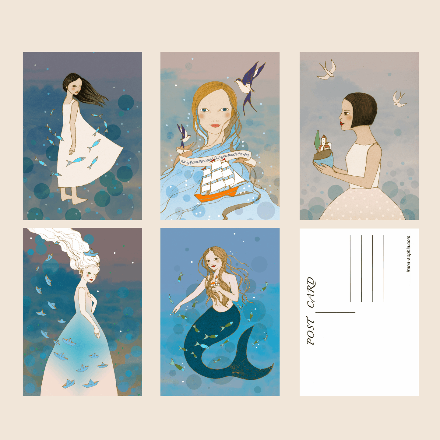 Ocean Dreams - Set of 5 Aquatic Postcards