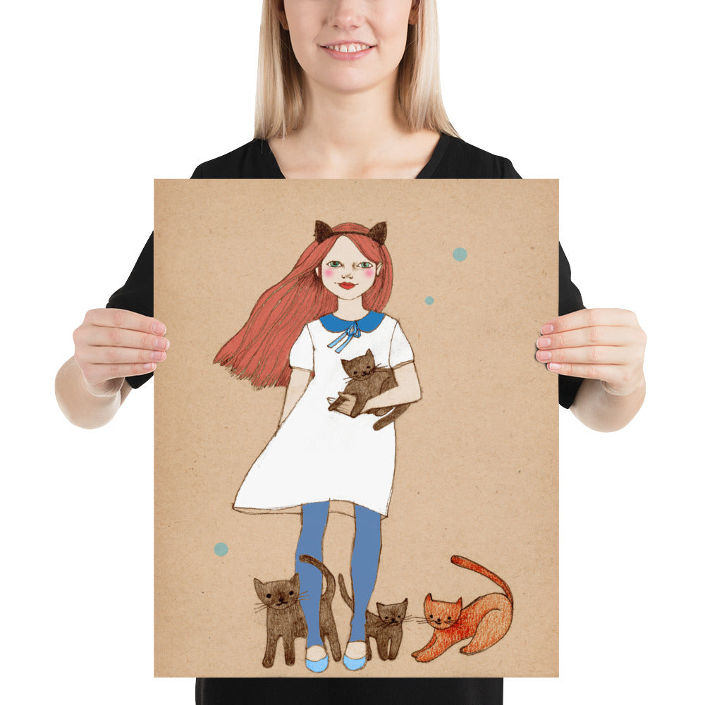 Red Cat Girl Poster