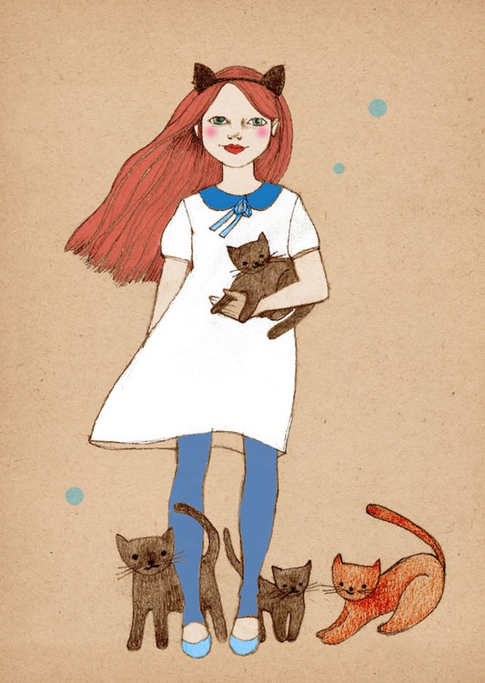 Red Cat Girl Poster