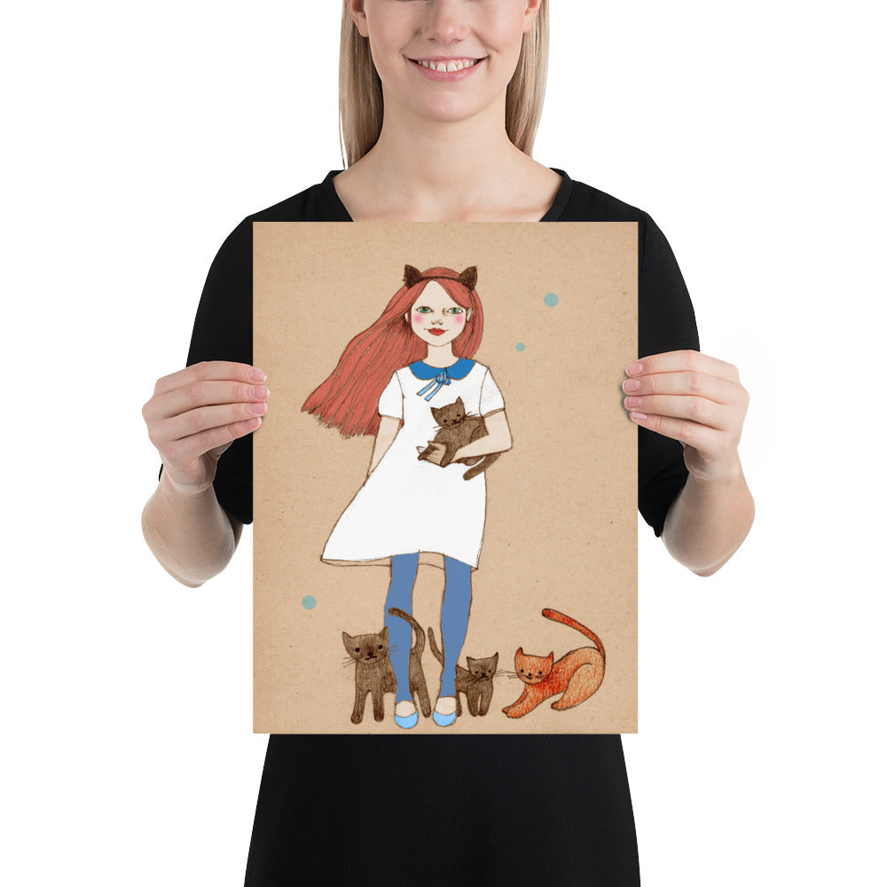 Red Cat Girl Poster