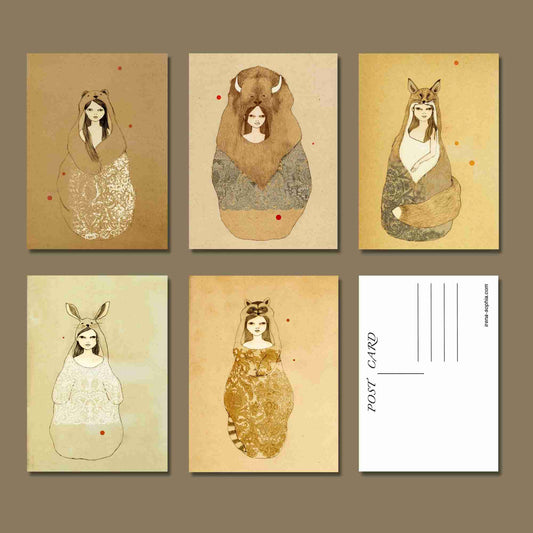 Spirit Animals - Set of 5 Nature Postcards