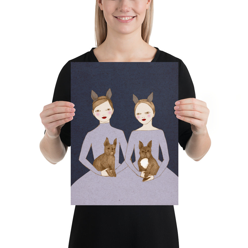 French Bulldog Twins Poster