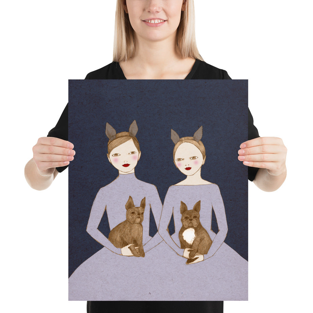 French Bulldog Twins Poster