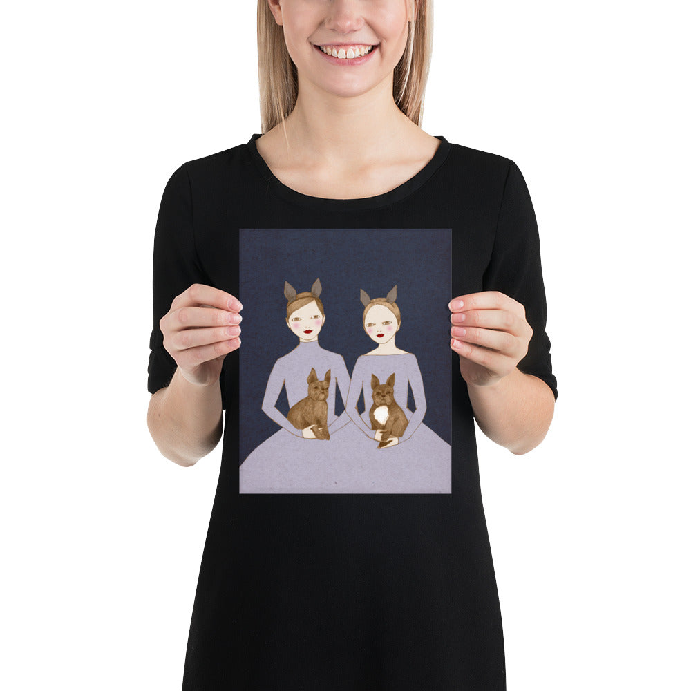 French Bulldog Twins Poster
