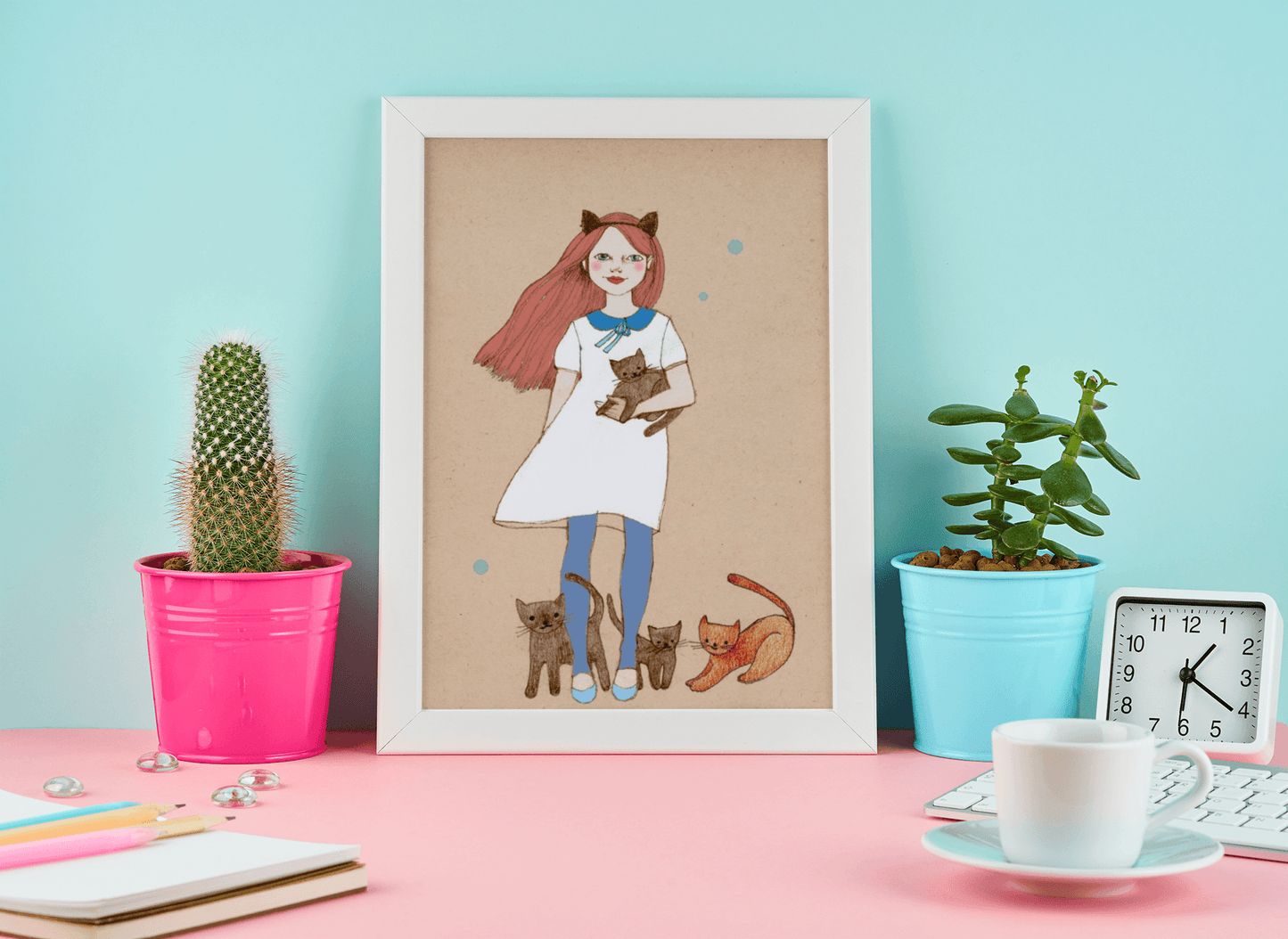 Red Cat Girl Poster