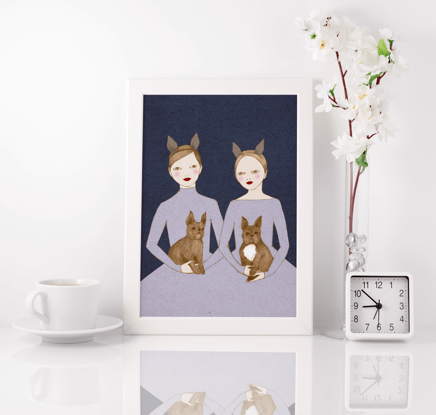 French Bulldog Twins Poster