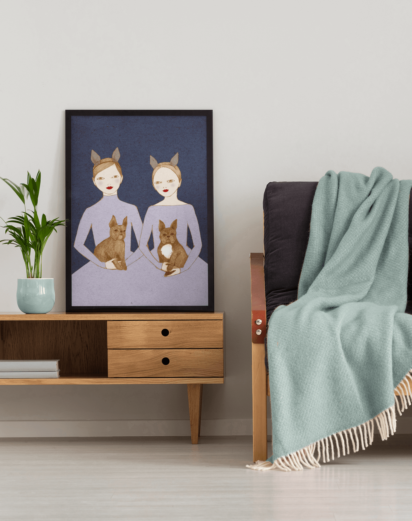 French Bulldog Twins Poster