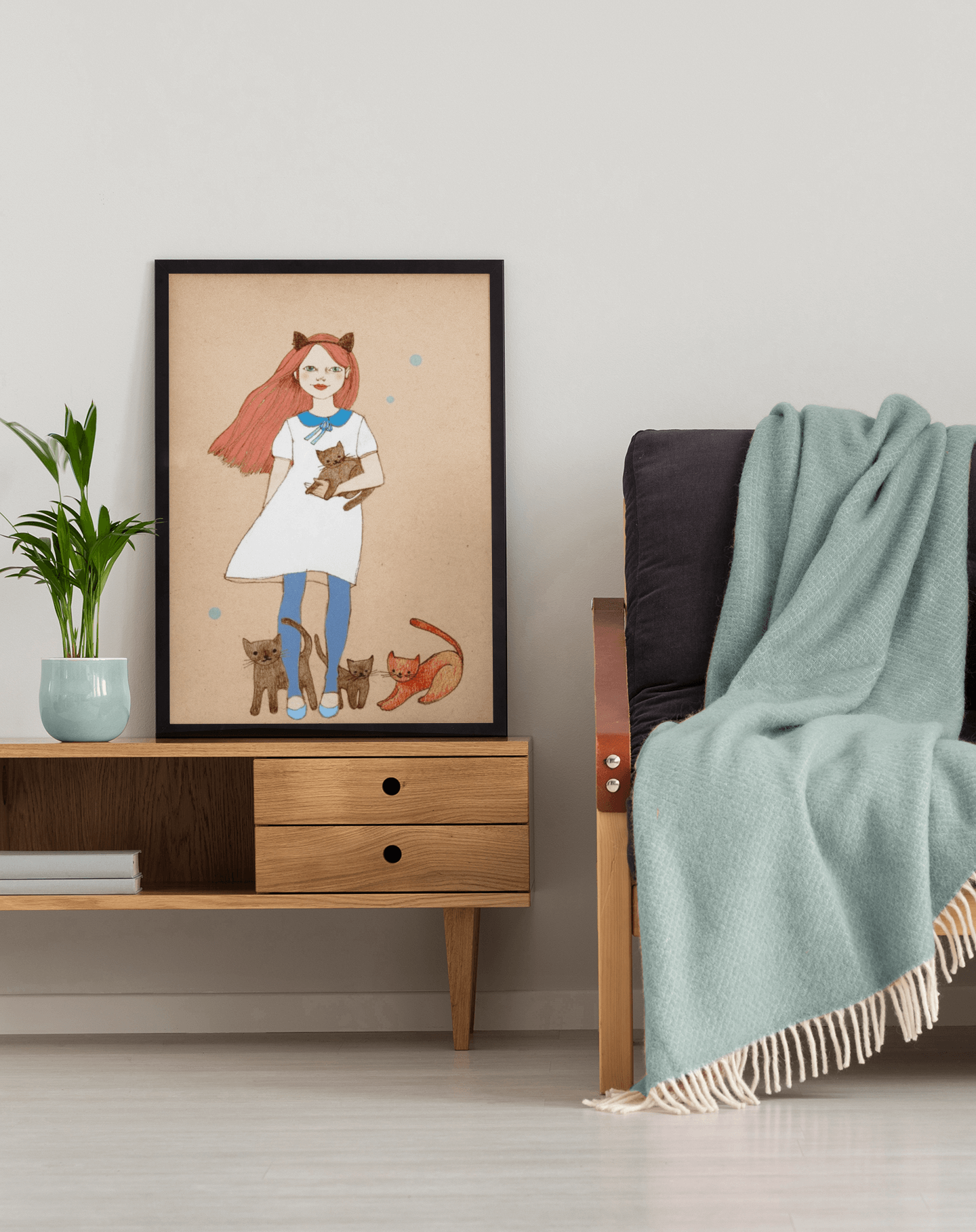 Red Cat Girl Poster