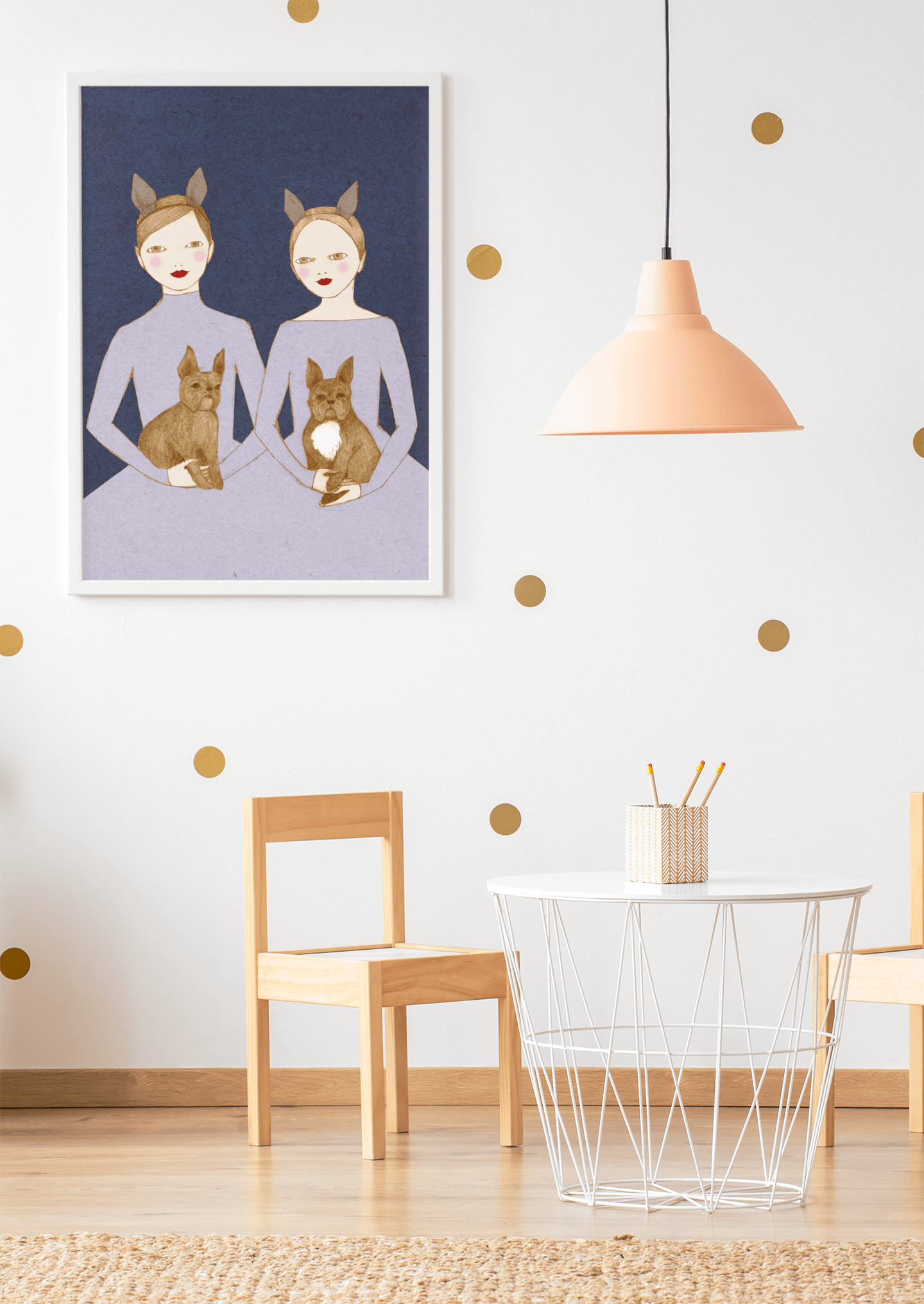 French Bulldog Twins Poster