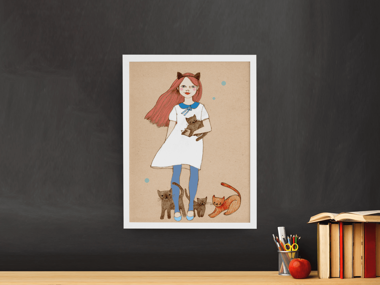 Red Cat Girl Poster