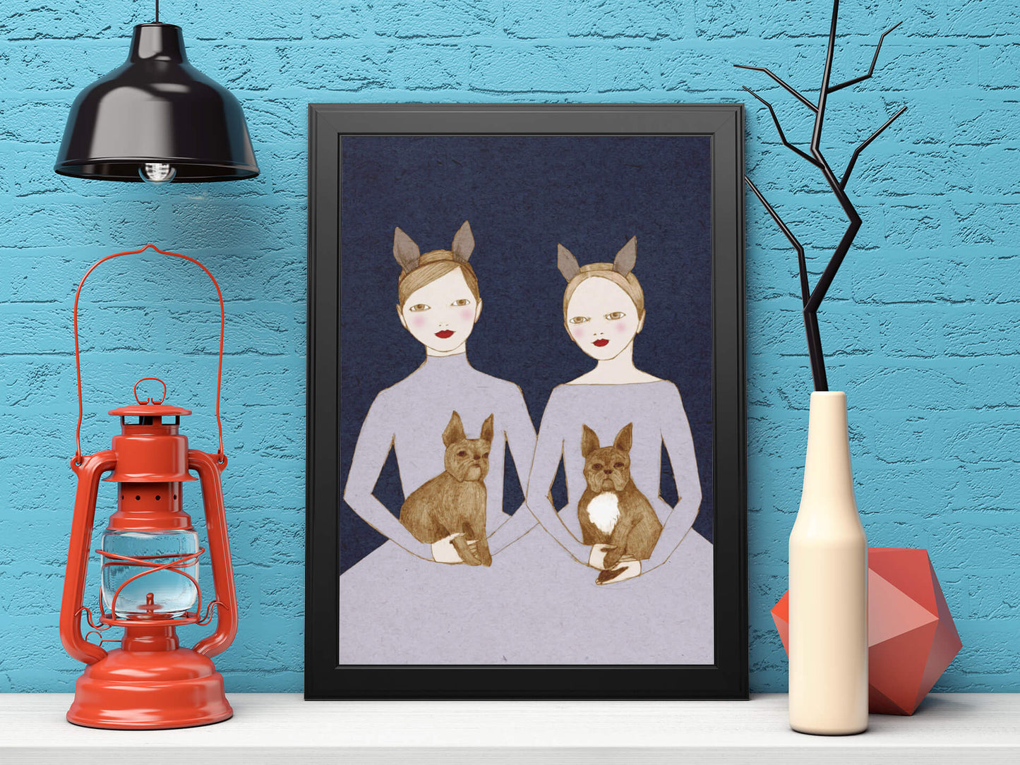 French Bulldog Twins Poster