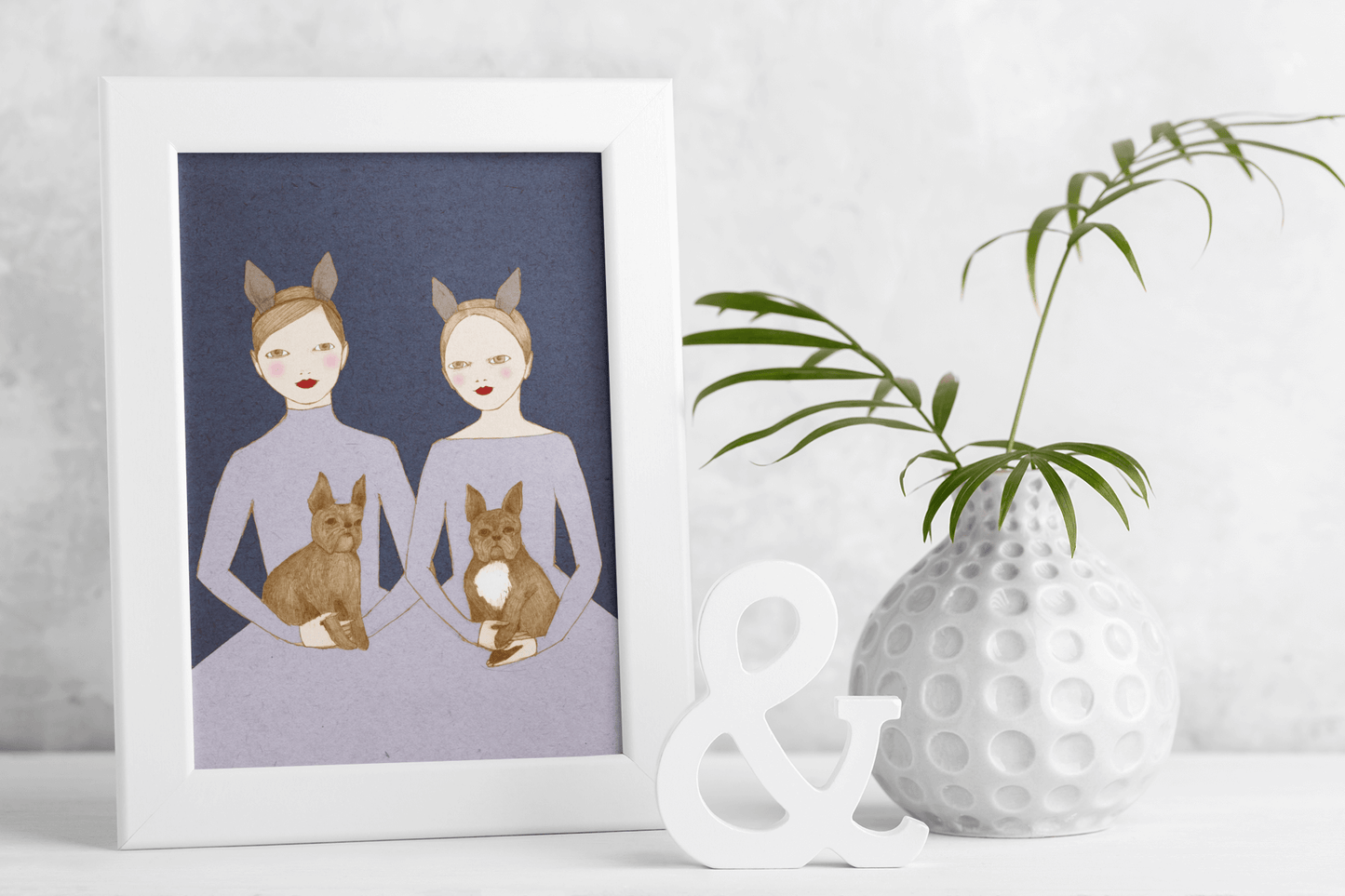 French Bulldog Twins Poster