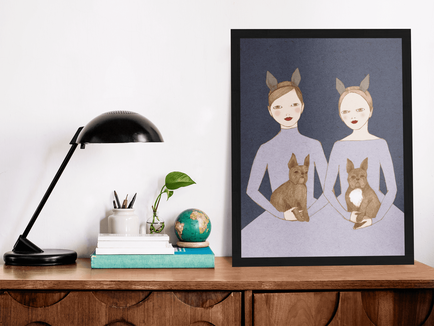 French Bulldog Twins Poster